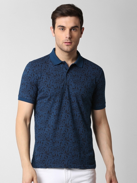 

Peter England Casuals Men Blue Printed Polo Collar T-shirt