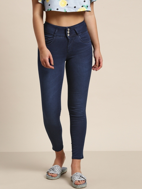 

Kraus Jeans Women K4014 Navy Blue Regular Fit Mid-Rise Clean Look Stretchable Jeans