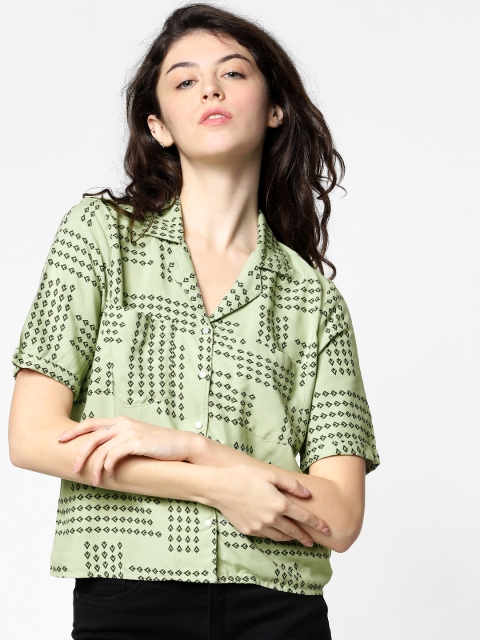 

ONLY Women Green Regular Fit Printed Casual Shirt
