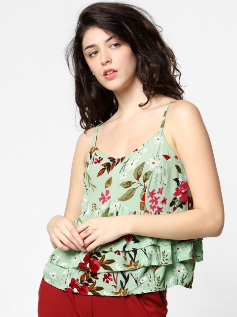

ONLY Women Green Printed Styled Back Top