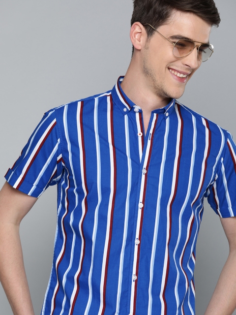 

Mast & Harbour Men Blue & White Regular Fit Striped Casual Shirt