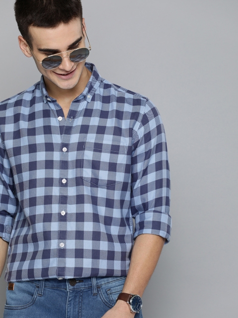 

Mast & Harbour Men Blue Regular Fit Checked Casual Shirt