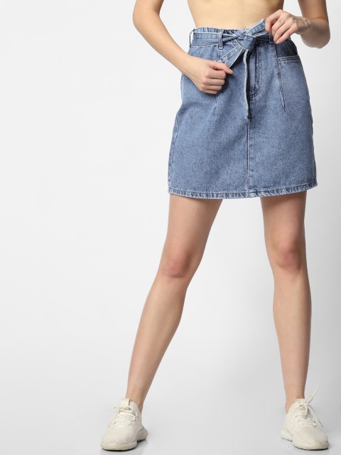 

ONLY Women Blue Washed Denim Skirt