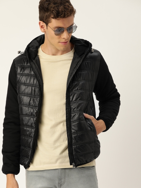 

John Players Men Black Solid Hooded Puffer Jacket