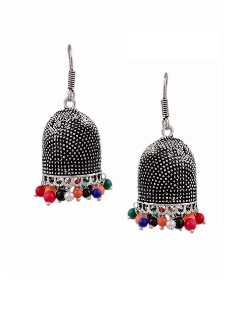 

Silvermerc Designs Silver-Toned Dome Shaped Jhumkas