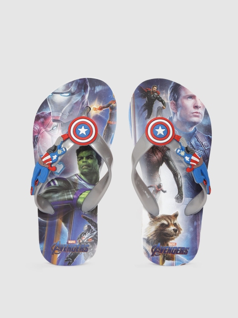 

Avengers Boys Captain America Grey & Blue Printed Thong Flip-Flops