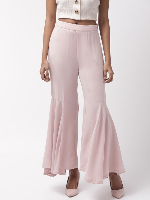 

Madame Women Pink Solid Bootcut Trousers
