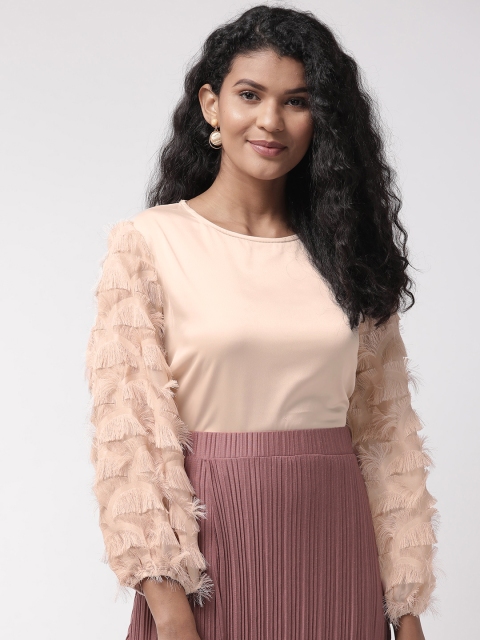 

Madame Women Beige Solid Top With Satin Finish