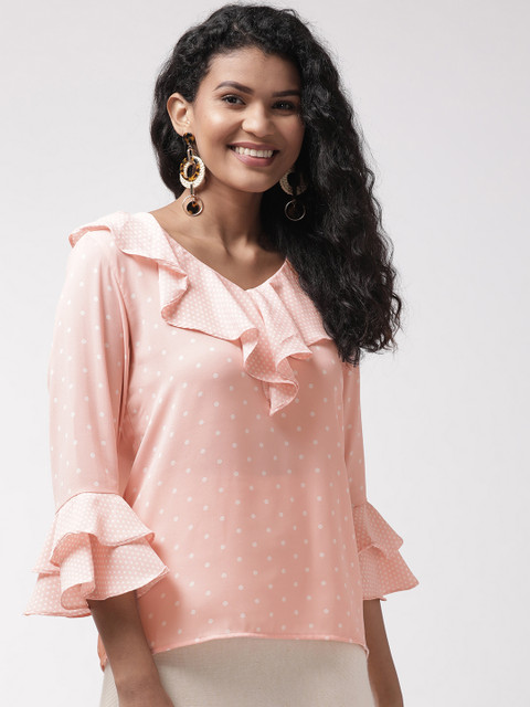 

Madame Women Pink & White Printed Top