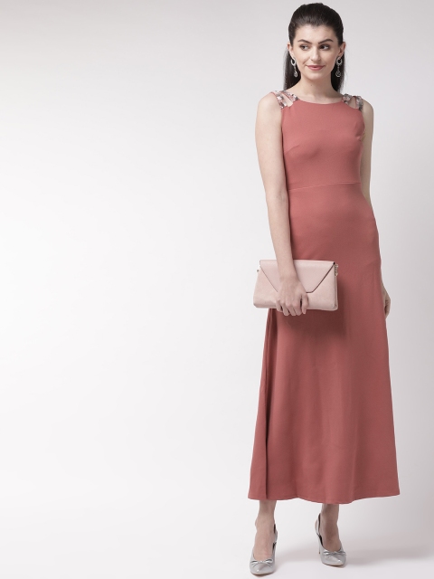 

Madame Women Pink Solid Maxi Dress