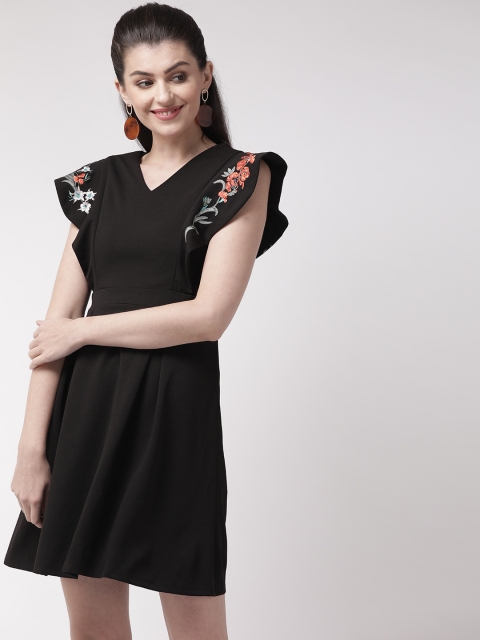 

Madame Women Black Solid A-Line Dress