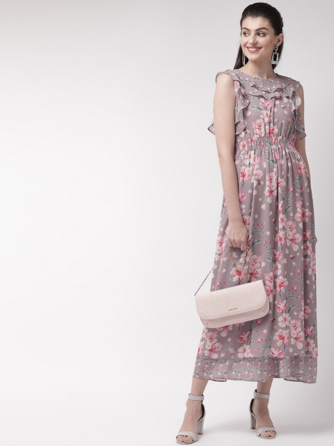 

Madame Women Mauve & Pink Printed Layered Maxi Dress