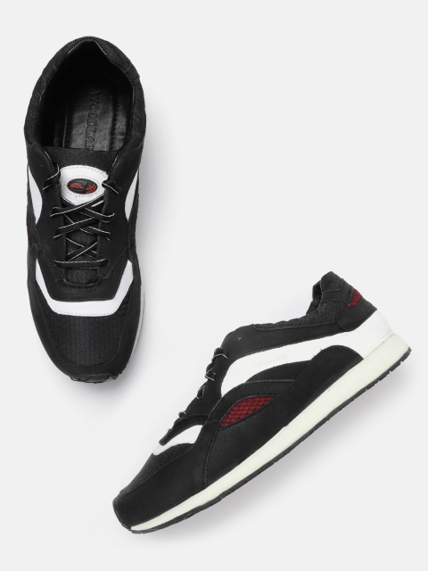 

Woodland Men Black & White Nubuck Leather Colourblocked Sneakers
