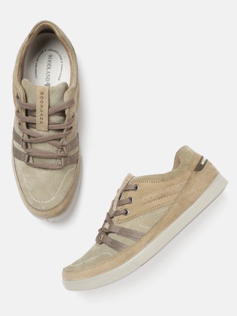 

Woodland Men Khaki & Camel Brown Nubuck Sneakers