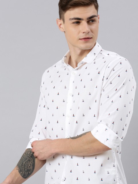 

Mast & Harbour Men White Regular Fit Printed Casual Shirt