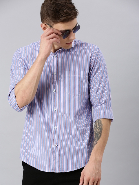 

Mast & Harbour Men Blue & White Regular Fit Striped Casual Shirt