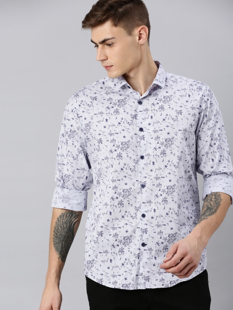 

Mast & Harbour Men Grey & Navy Blue Regular Fit Printed Casual Shirt