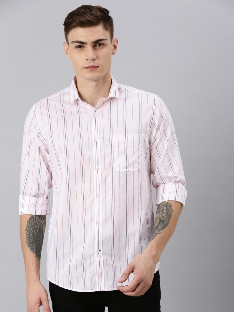 

Mast & Harbour Men Pink & Navy Blue Regular Fit Striped Casual Shirt