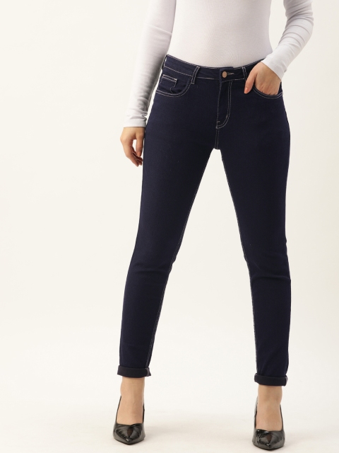 Women Blue Skinny Fit Mid-Rise Clean Look Stretchable Ankle Length Jeans