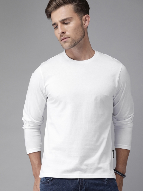 

Roadster Men White Solid Round Neck T-shirt
