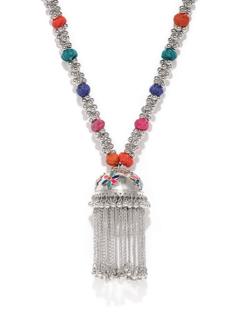 

Fida Silver-Toned Jhumka Design Necklace