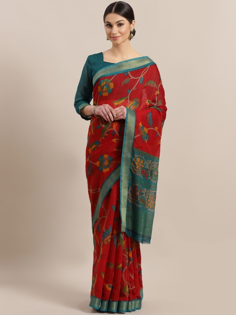 

Saree mall Red & Green Printed Saree