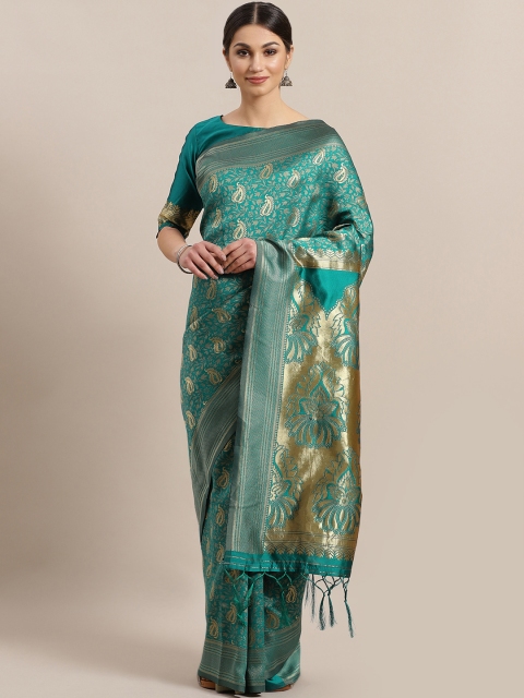 

Saree mall Green & Golden Woven Design Saree