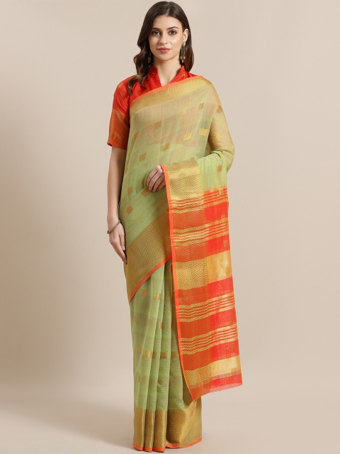 

Saree mall Green & Golden Woven Design Saree