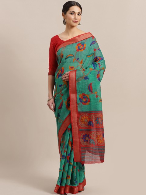

Saree mall Green & Red Printed Saree