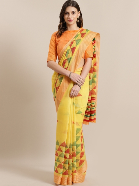 

Saree mall Yellow & Green Printed Saree