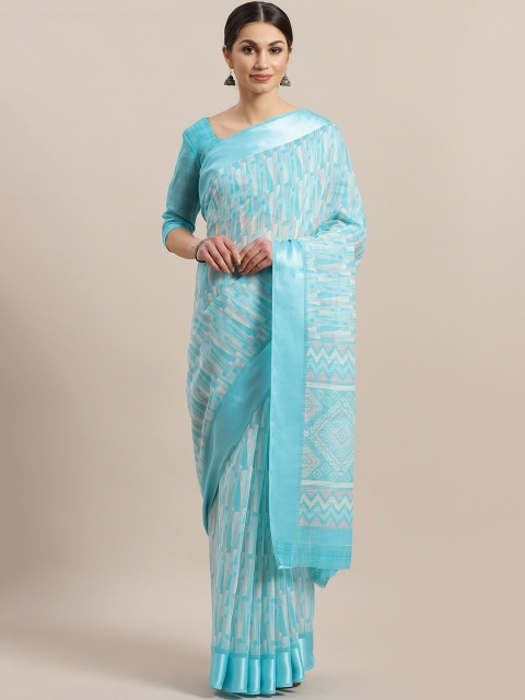 

Saree mall Blue & Off-White Printed Saree