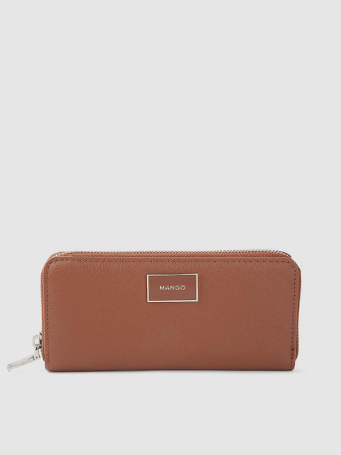 

MANGO Women Brown Solid Zip Around Wallet
