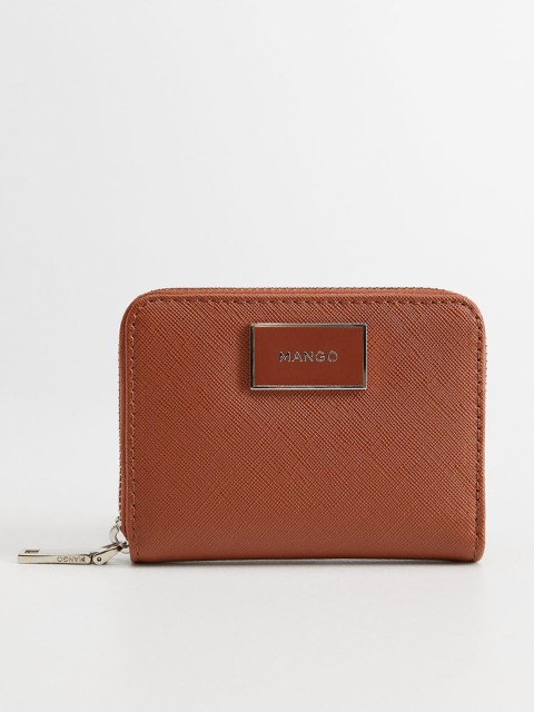 

MANGO Women Tan Brown Solid Zip Around Wallet