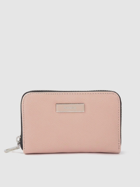 

MANGO Women Peach-Coloured Solid Zip Around Wallet