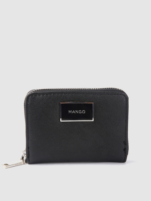 

MANGO Women Black Solid Zip Around Wallet