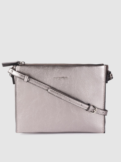 

MANGO Gunmetal-Toned Solid Sling Bag, Metallic