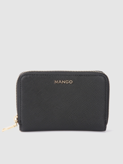 

MANGO Women Black Solid Zip Around Wallet