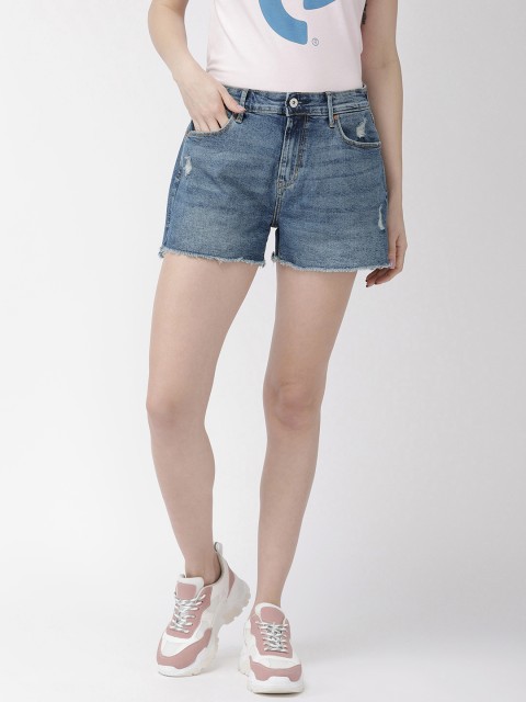 

Denizen From Levis Women Blue Solid Regular Fit Denim Shorts