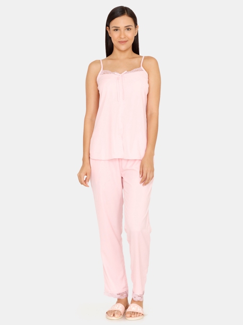 

Zivame Women Pink Solid Night suit
