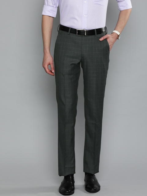 

Louis Philippe Men Charcoal Grey Slim Fit Checked Formal Trousers