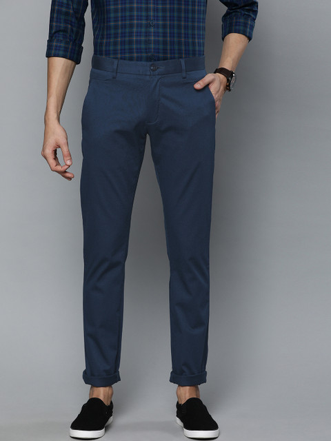 

Louis Philippe Sport Men Navy Blue Super Slim Fit Self Design Regular Trousers