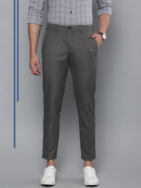 

Louis Philippe Ath.Work Men Grey Comfy Tapered Fit Solid Regular Trousers
