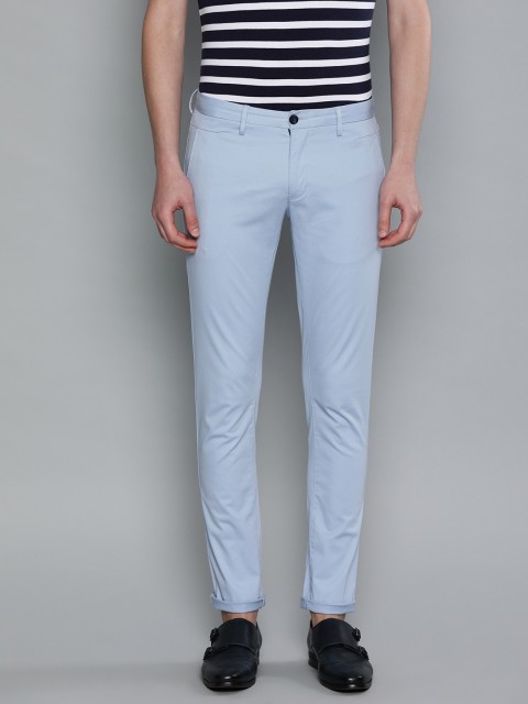 

Louis Philippe Sport Men Blue Self Design Super Slim Fit Regular Trousers