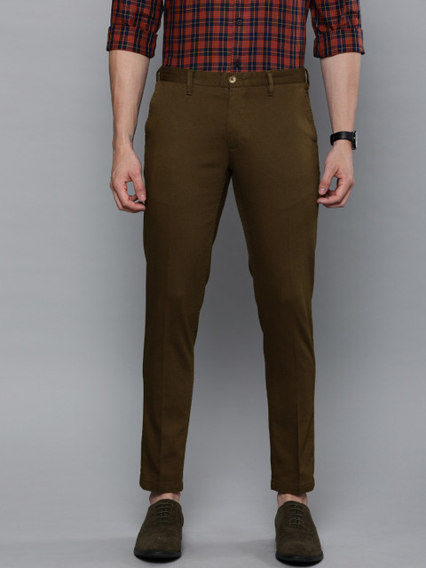 

Louis Philippe Sport Men Brown Comfy Tapered Fit Self Design Regular Trousers