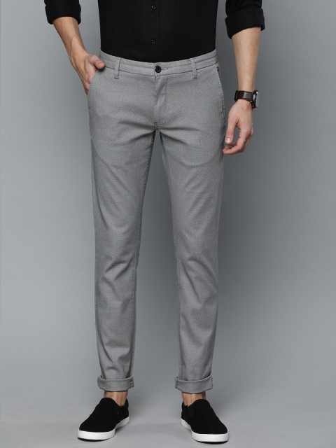 

Louis Philippe Sport Men Grey Super Slim Fit Self Design Regular Trousers