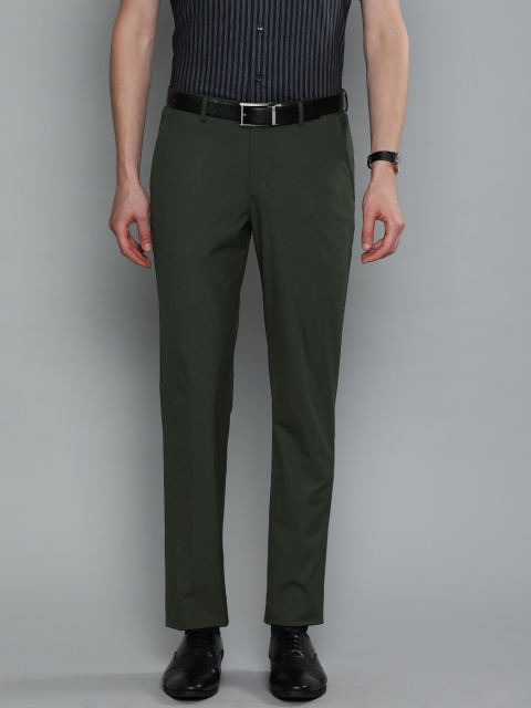 

Louis Philippe Men Olive Green Slim Fit Solid Regular Trousers