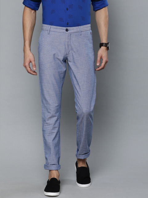 

Louis Philippe Sport Men Blue Super Slim Fit Self Design Regular Trousers