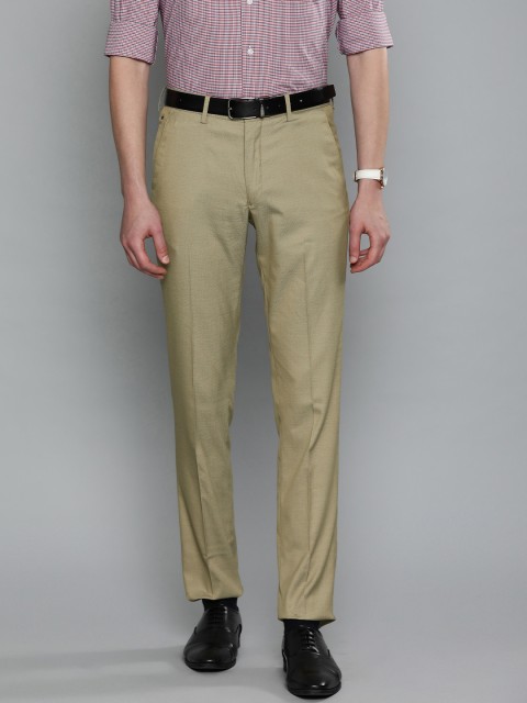 

Louis Philippe Men Khaki Slim Fit Self Design Regular Trousers