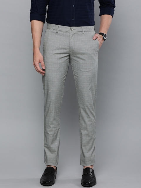 

Louis Philippe Sport Men Grey & White Super Slim Fit Checked Regular Trousers