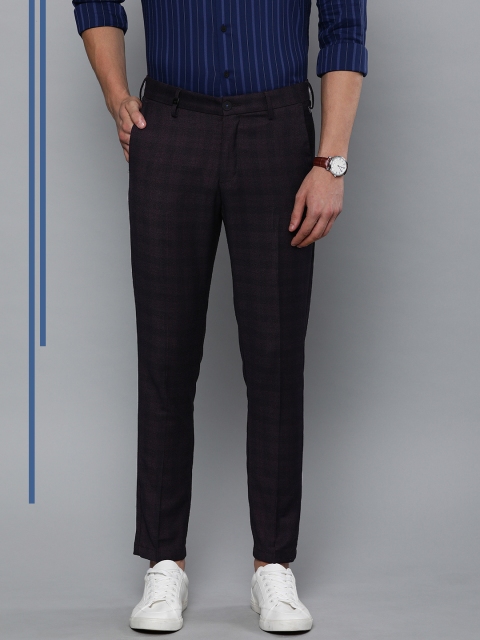 

Louis Philippe Ath.Work Men Burgundy & Black Comfy Tapered Fit Checked Regular Trousers